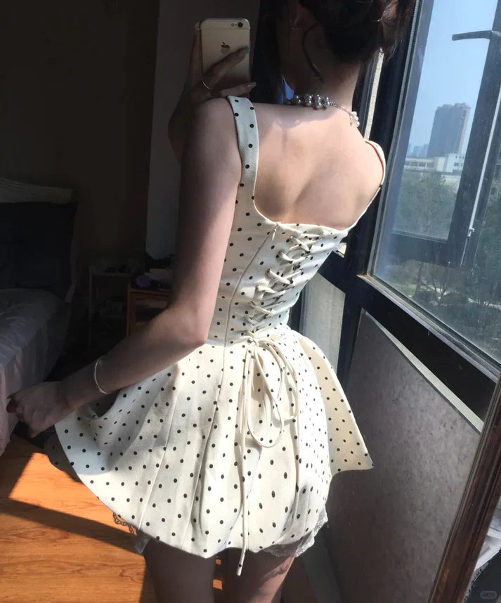 Vintage Polka Dot A-Line Lace-up Short Party Dress Cocktail Dress Homecoming Dress TP4466