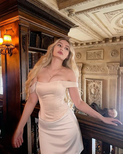 Elegant Pink One Shoulder Herringbone Back Tie Slim Homecoming Dress P3703