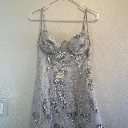 Pretty Strap White Sequin Lace Mini 17th Birthday Homecoming Dress P3705