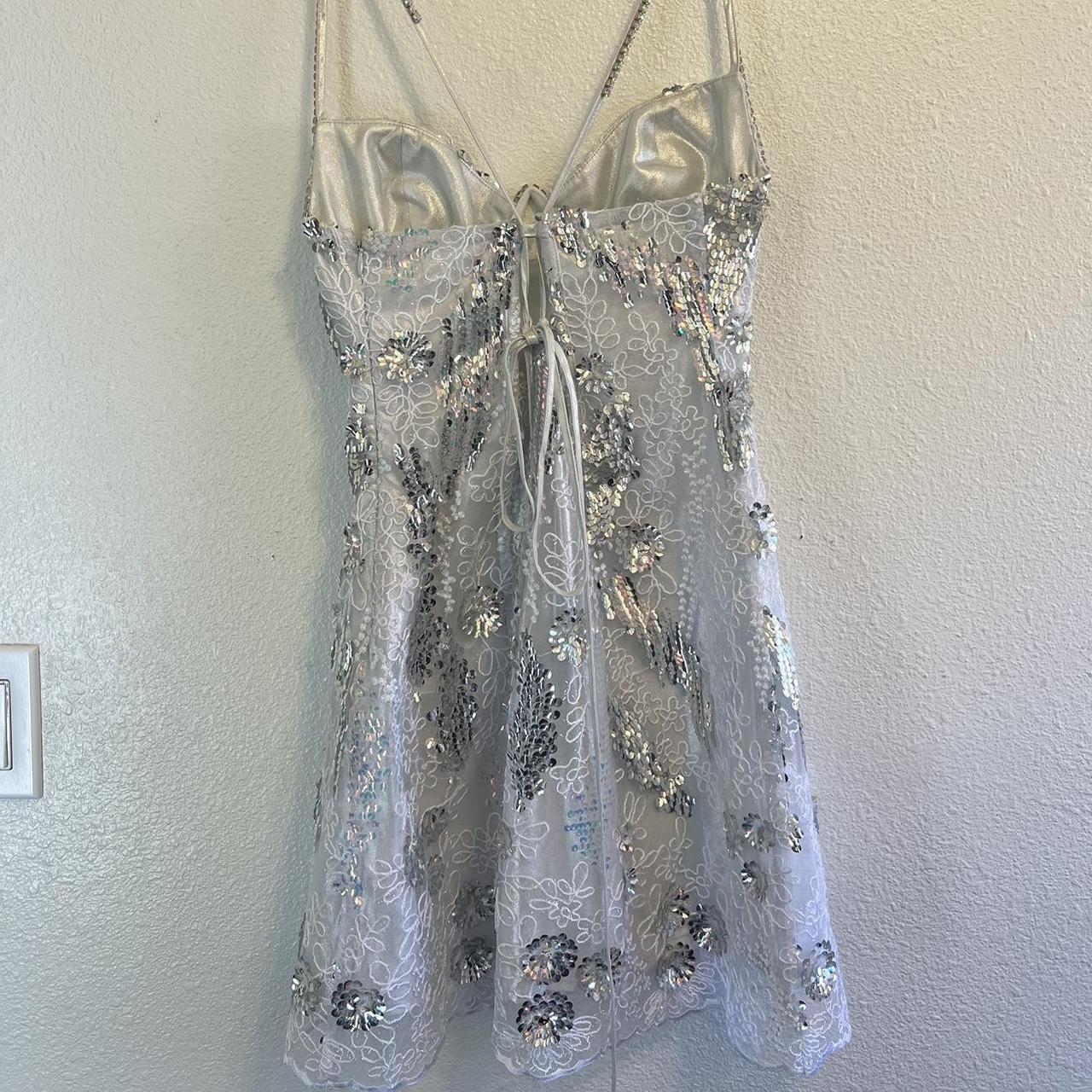 Pretty Strap White Sequin Lace Mini 17th Birthday Homecoming Dress P3705