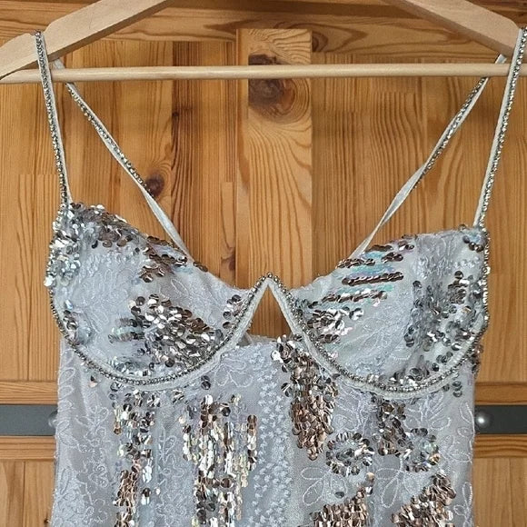 Pretty Strap White Sequin Lace Mini 17th Birthday Homecoming Dress P3705