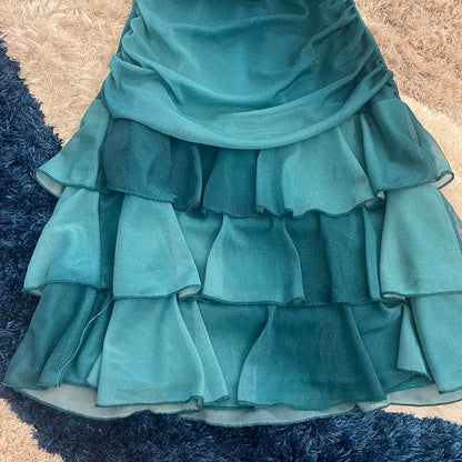 Sweet Glitter Halterneck V-neck Ruffled Mini 16th Birthday Homecoming Dress P3706