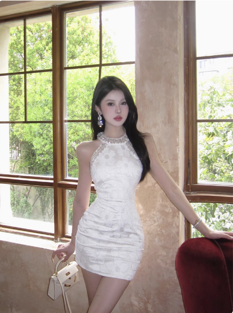 21st Birthday Sequined Halter Neck Off Shoulder Dark Pattern Hip Homecoming Dress P3907