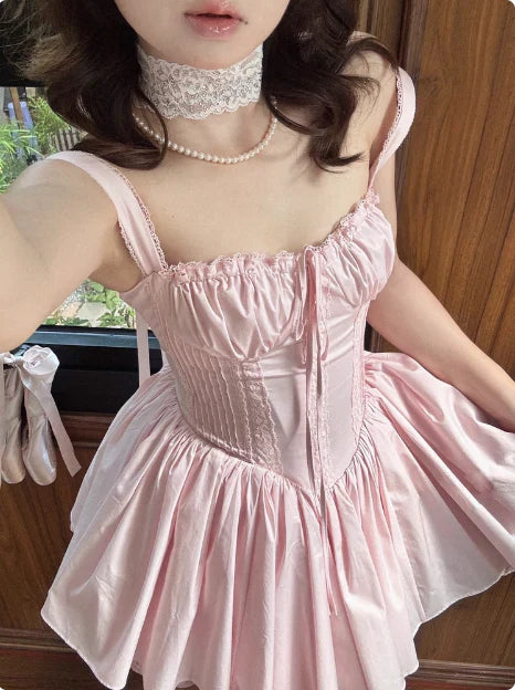 Vintage Spaghetti Strap Pleated A-Line Lace Short Party Dress Cocktail Dress Homecoming Dress TP4479