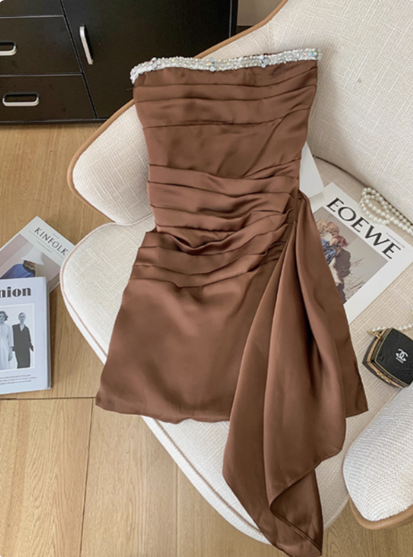 chic ball gown brown homecoming dress 16th birthday outfits P2090