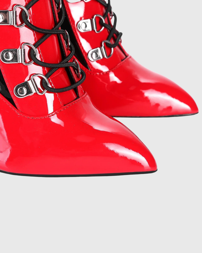 Paris Splicing Lace Up Over The Knee Boots In Black