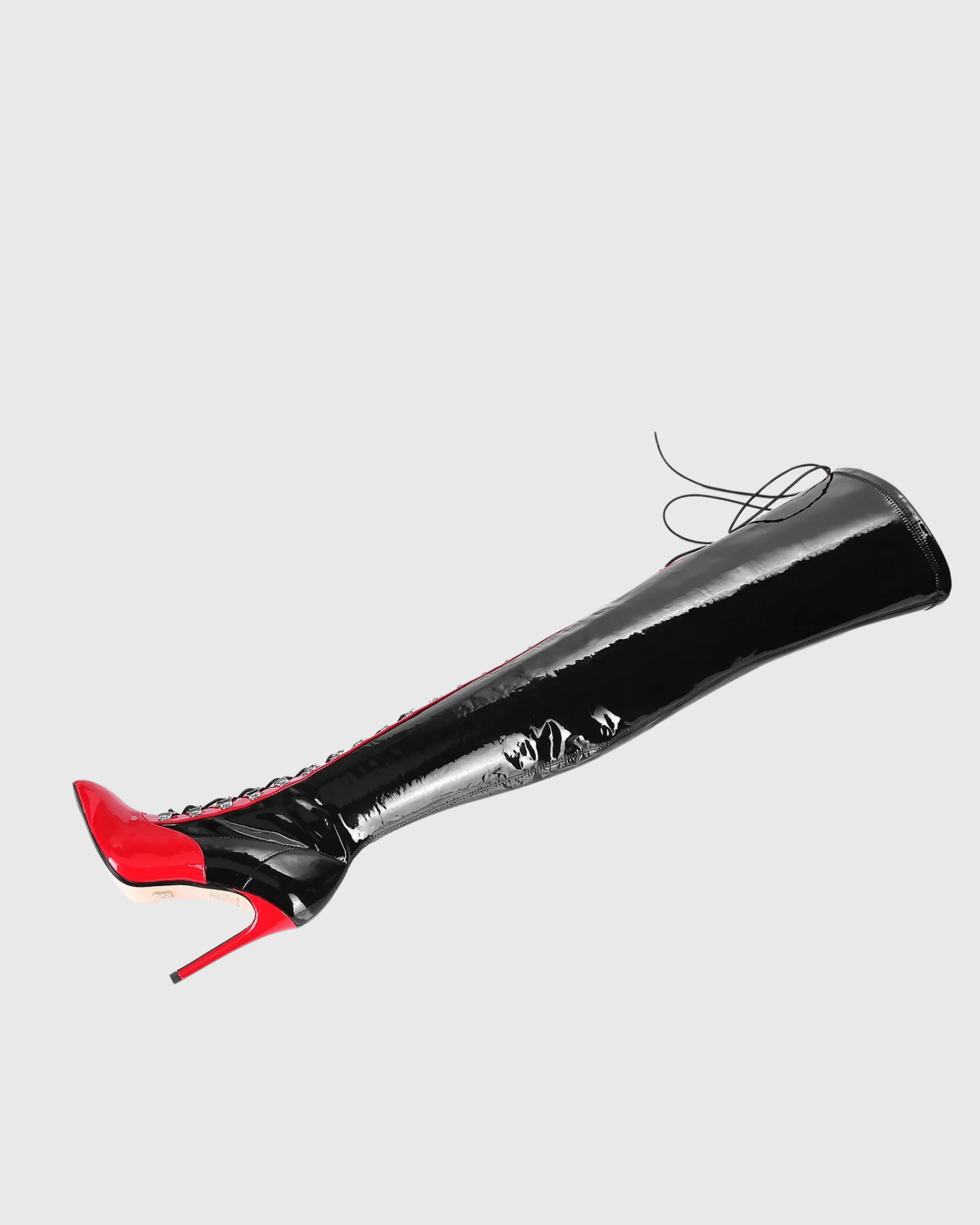 Paris Splicing Lace Up Over The Knee Boots In Black