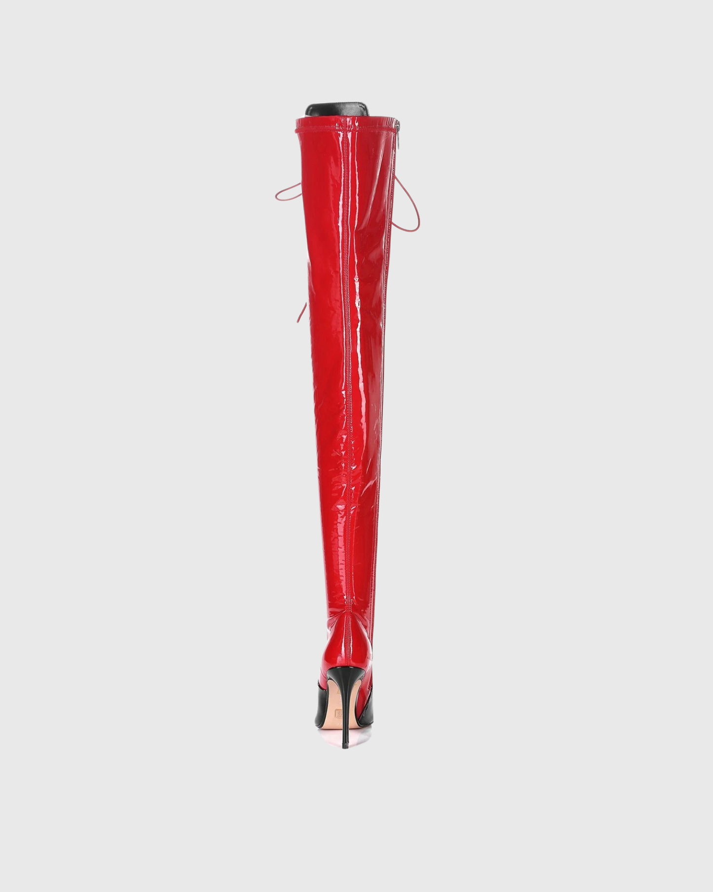 Paris Splicing Lace Up Over The Knee Boots In Red