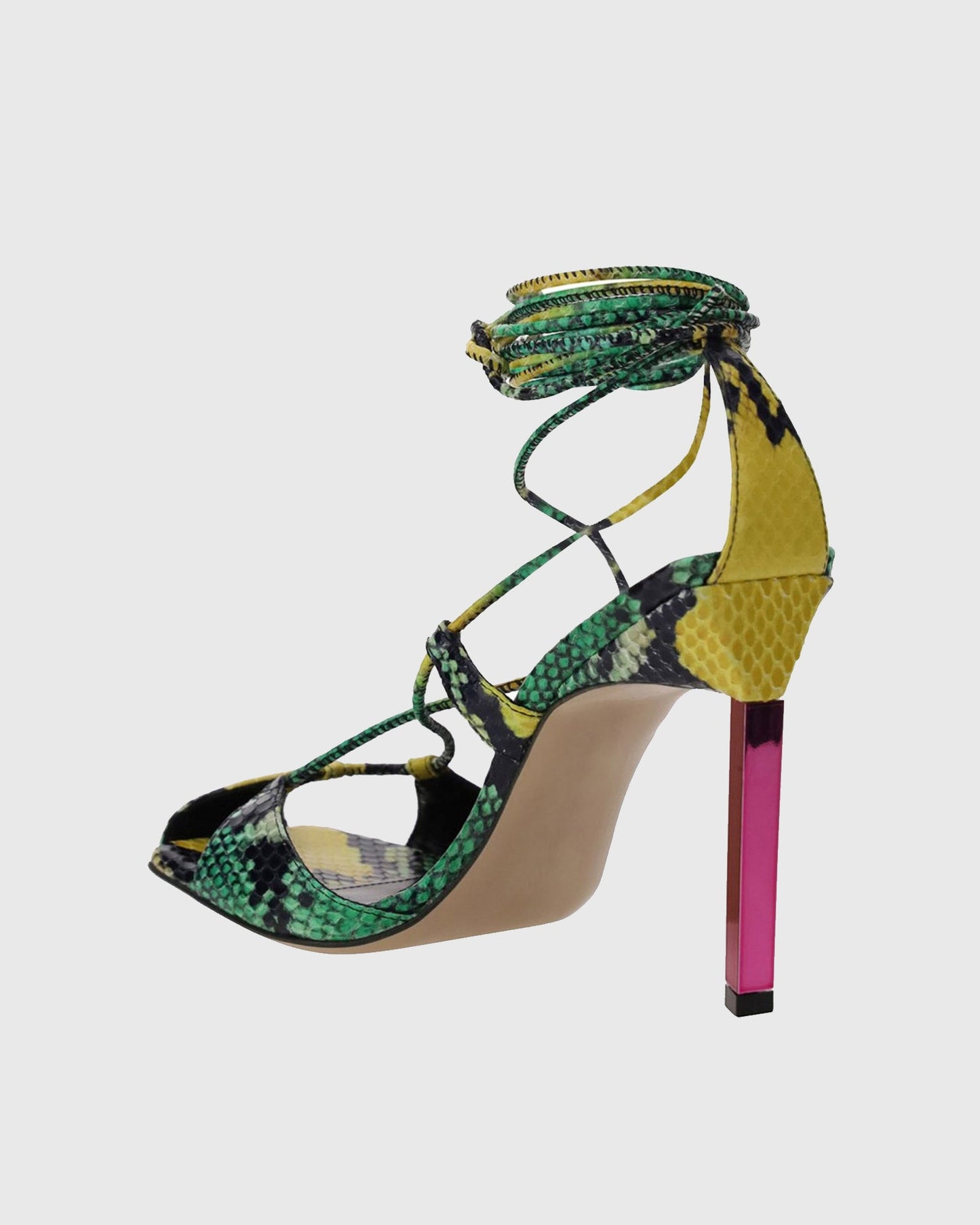 Patrizia Snake Print Lace Up Sandals In Green