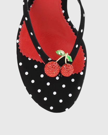 Peta Rhinestone Cherry Polka Dots Slippers