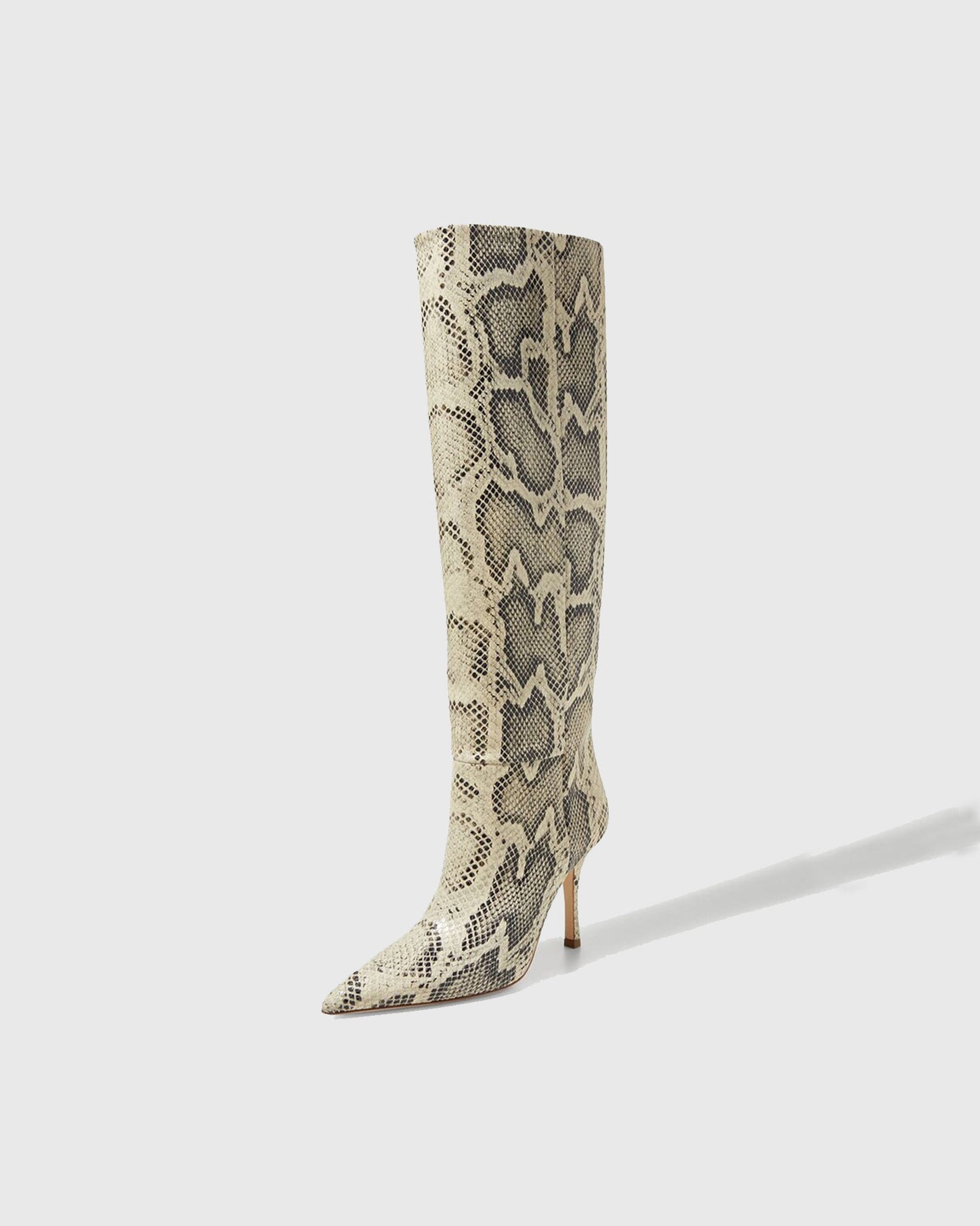 Pietra Snake Print Leather Knee High Boots