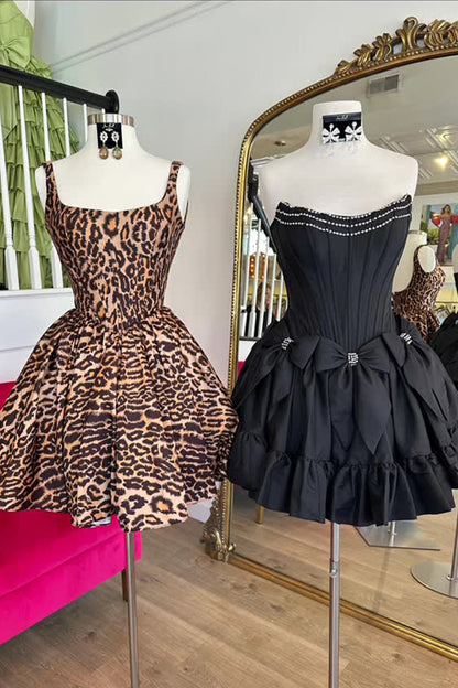 Pretty A-Line Strapless Short Satin Homecoming Dress with Bowknots