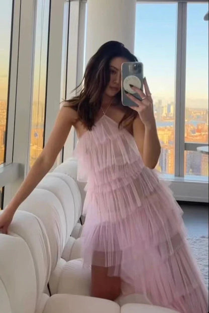 Princess Halter Tiered Tulle Prom Dress,WQ118