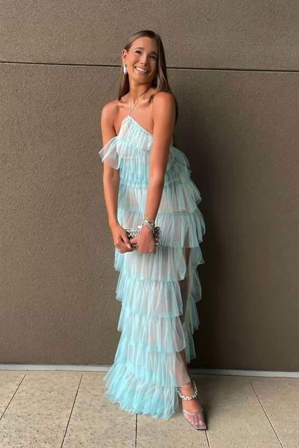 Princess Halter Tiered Tulle Prom Dress,WQ118