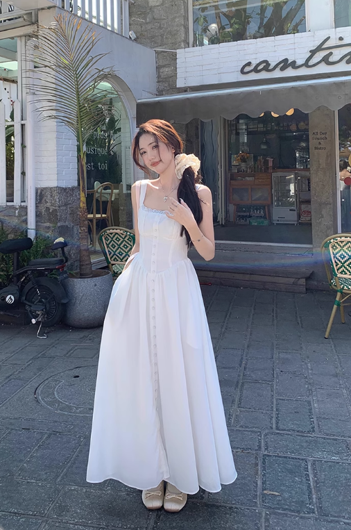 Retro Fashion Floral Design Beach Holiday A-line Spaghetti Strap Dress TP3376