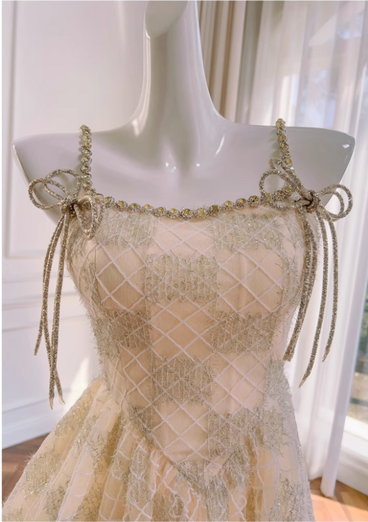 Chic Spaghetti Strap Beading A-line Tulle Party Dresses Homecoming Dresses, TP3796