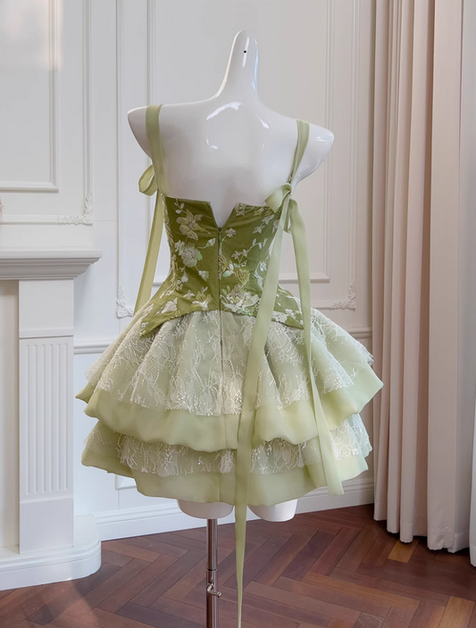 New Fashion Green Appliqued A-line Tiered Party Dresses Homecoming Dresses, TP3808