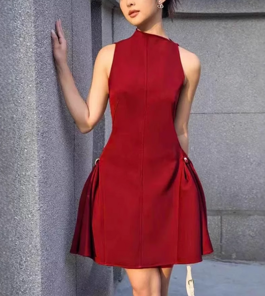 Retro Burgundy Sleeveless Design A-line Party Dress Homecoming Dresses TP3945