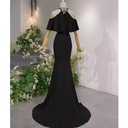 Elegant Mermaid Black Long Prom Dresses Formal Evening Dress P1133