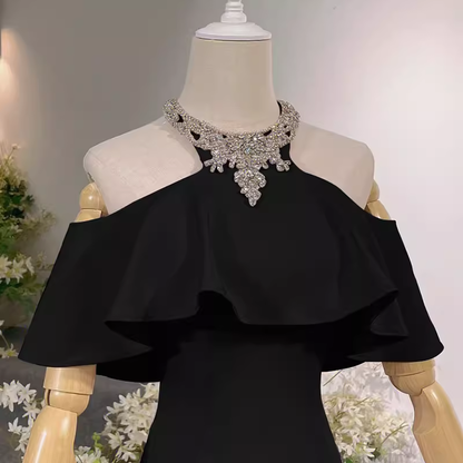 Elegant Mermaid Black Long Prom Dresses Formal Evening Dress P1133