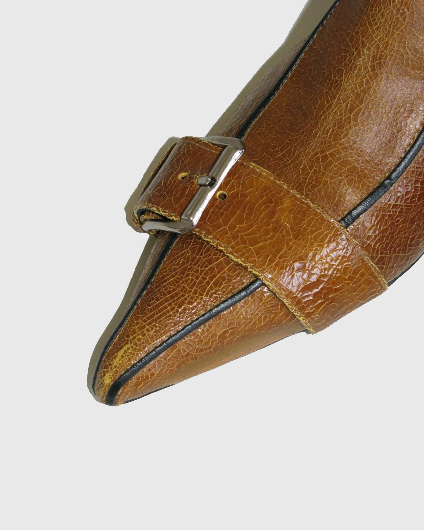 Regina Buckle Texture Leather Knee High Boots In Brown