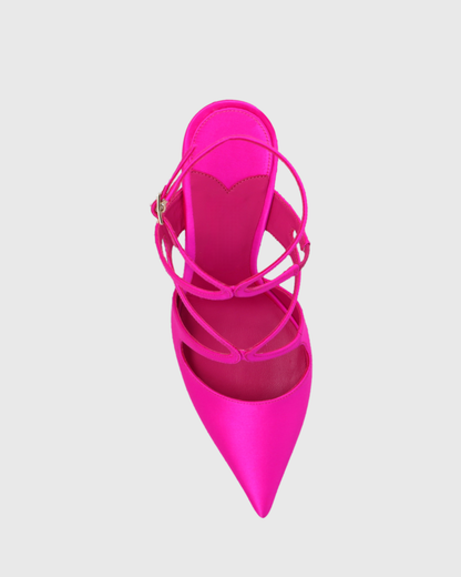 Reign Satin Strap Pumps In Hot Pink