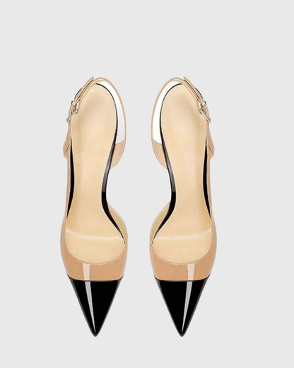 Reina Black And Beige Splicing Pumps