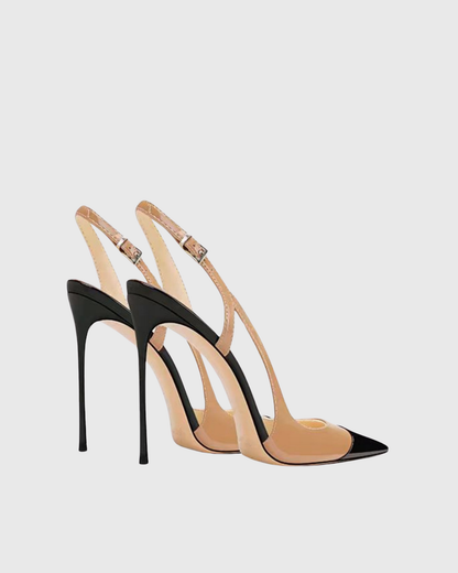 Reina Black And Beige Splicing Pumps