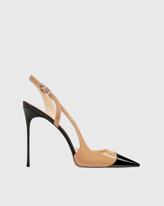 Reina Black And Beige Splicing Pumps