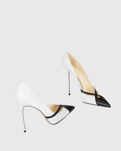 Reina  Black And White Splicing Pumps