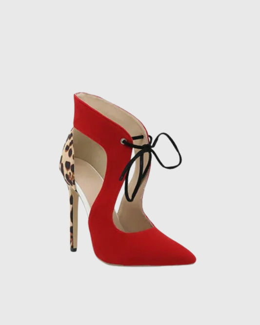 Remy Red Leopard Print Panel Pumps