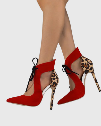 Remy Red Leopard Print Panel Pumps
