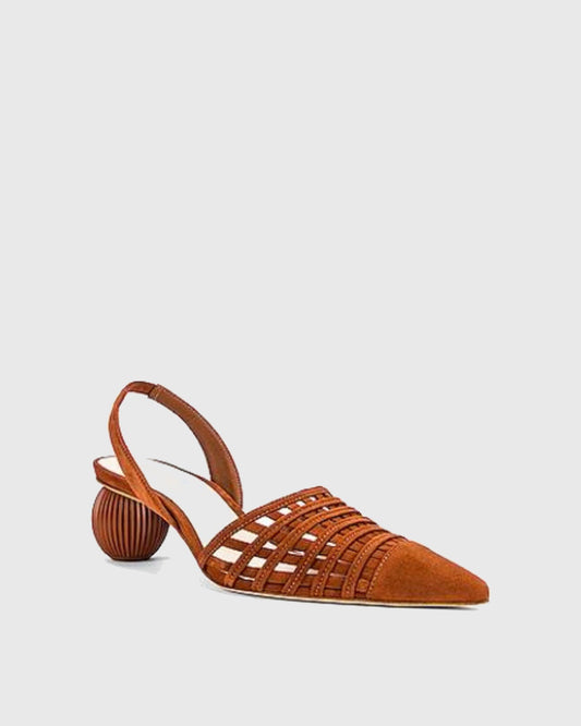 Renza Cutout Slingback Sandals In Brown