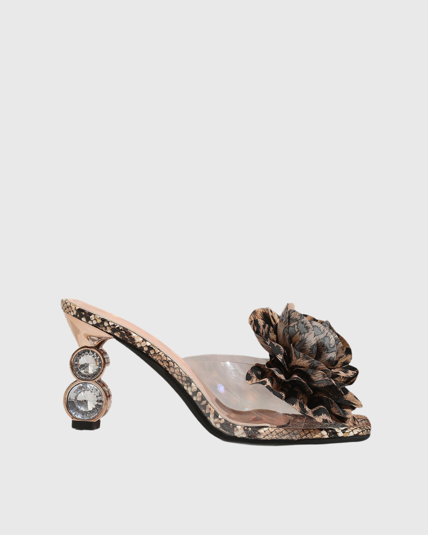 Rialta Mesh Flower Gem Heels In Leopard