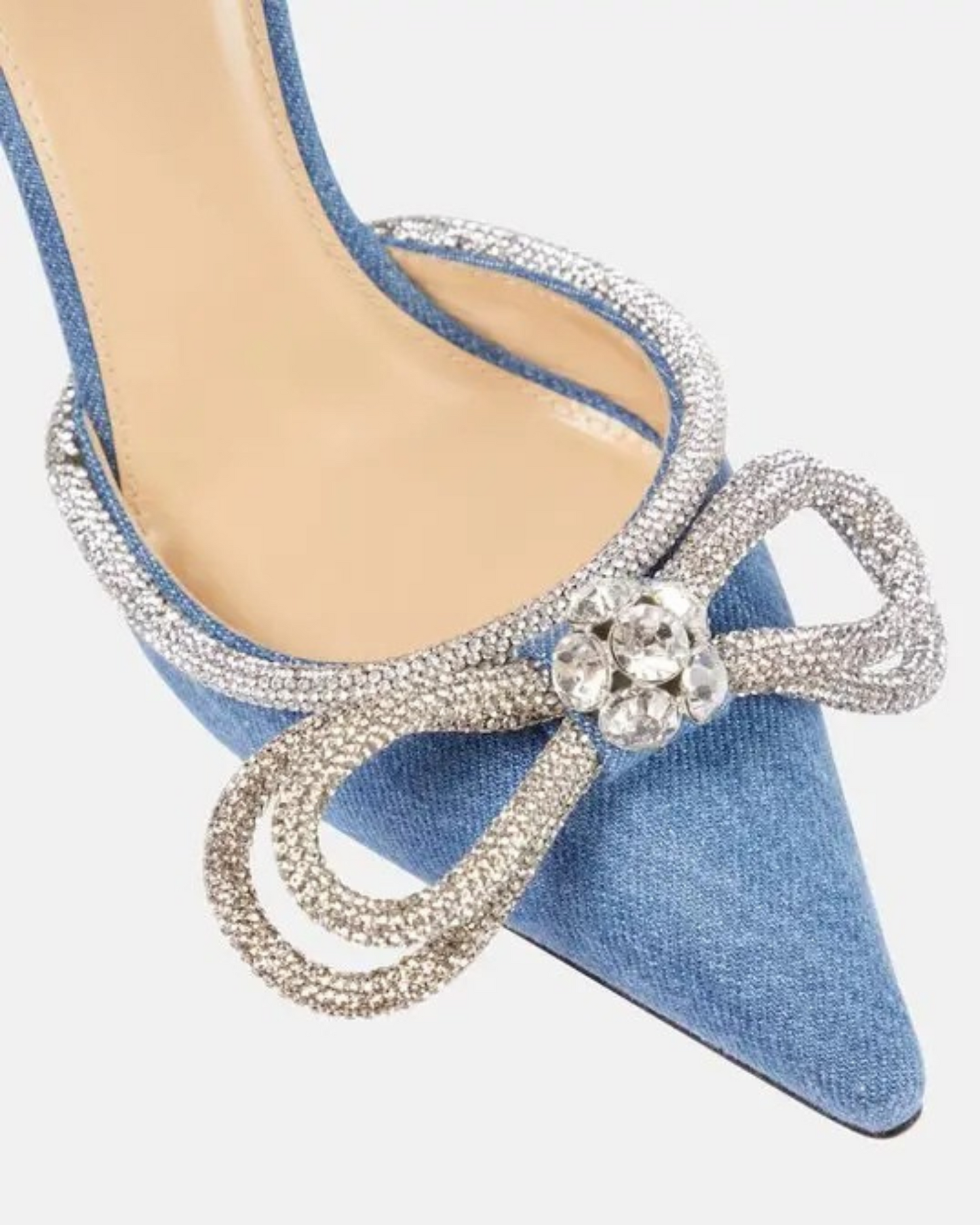 Rina Crystal Bow Denim Pumps In Blue