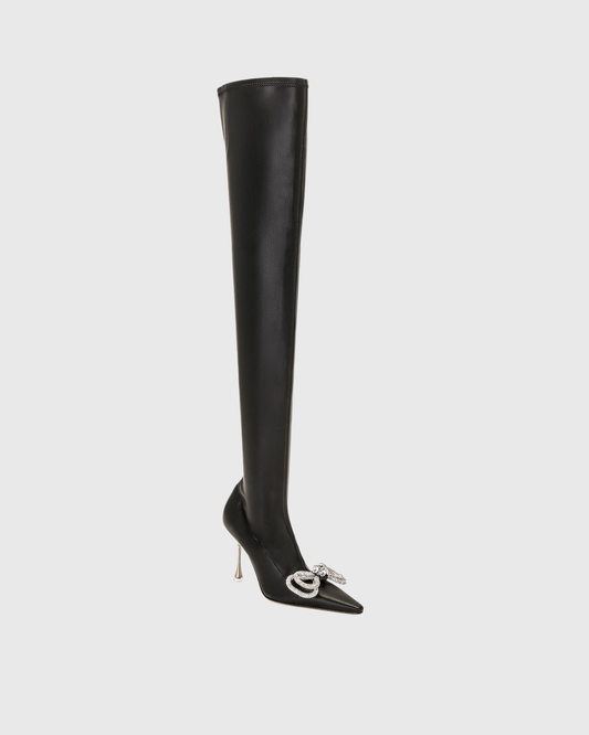 Rina Crystal Bow Hybrid Over The Knee Boots