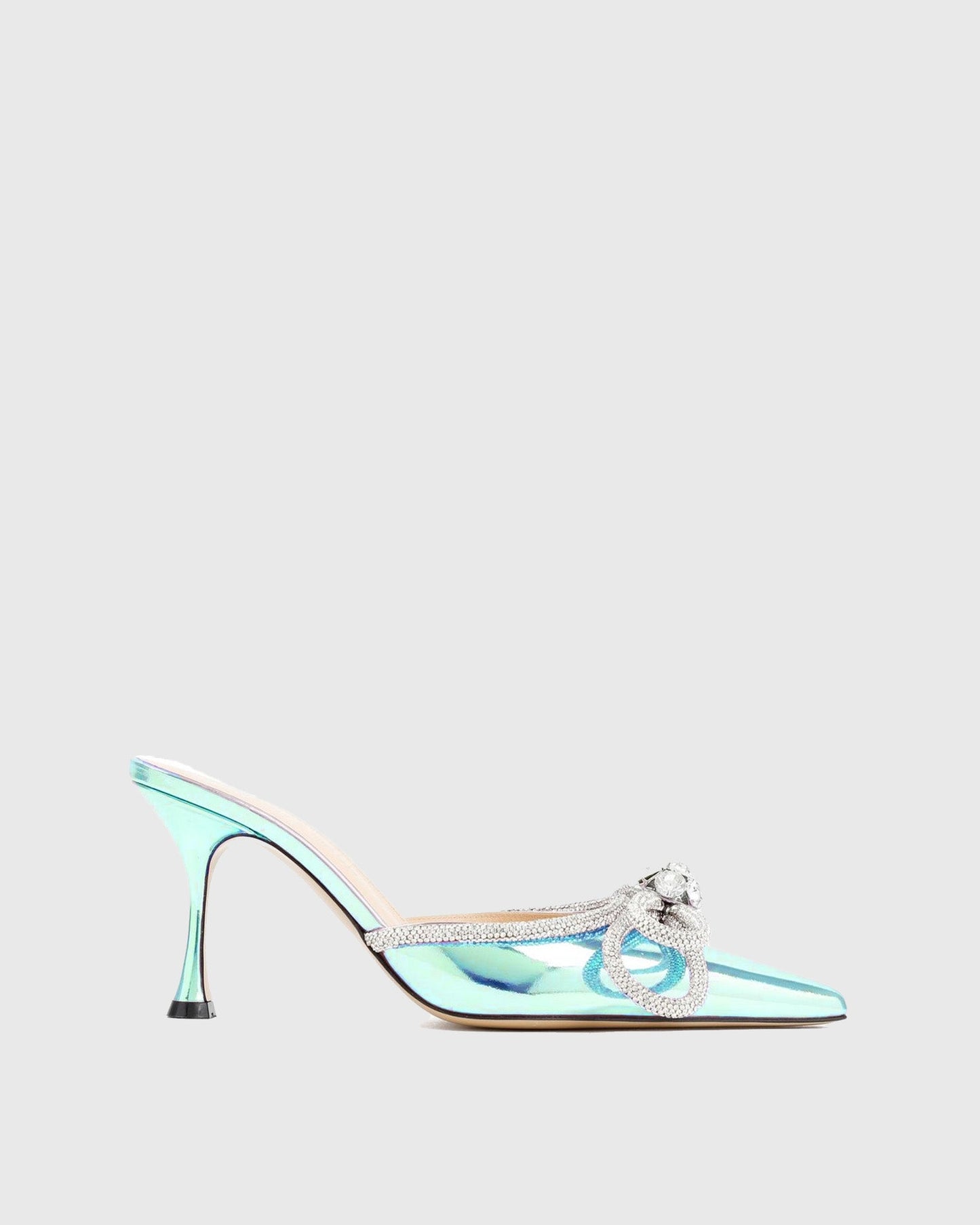 Rina Crystal Bow Mules In Blue