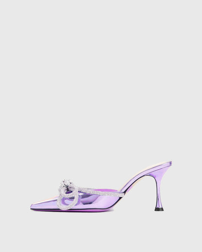 Rina Crystal Bow Mules In Pink