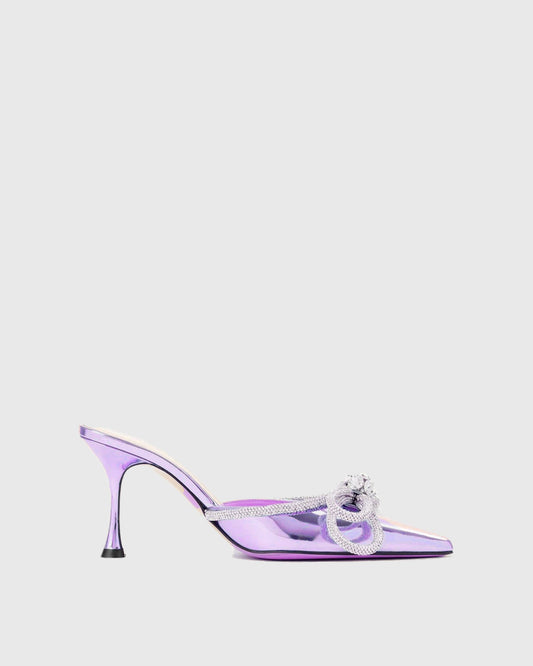 Rina Crystal Bow Mules In Pink
