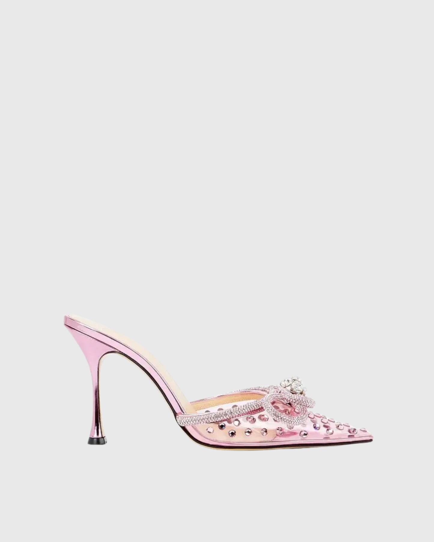Rina Cyrstal Bow PVC Mules In Pink