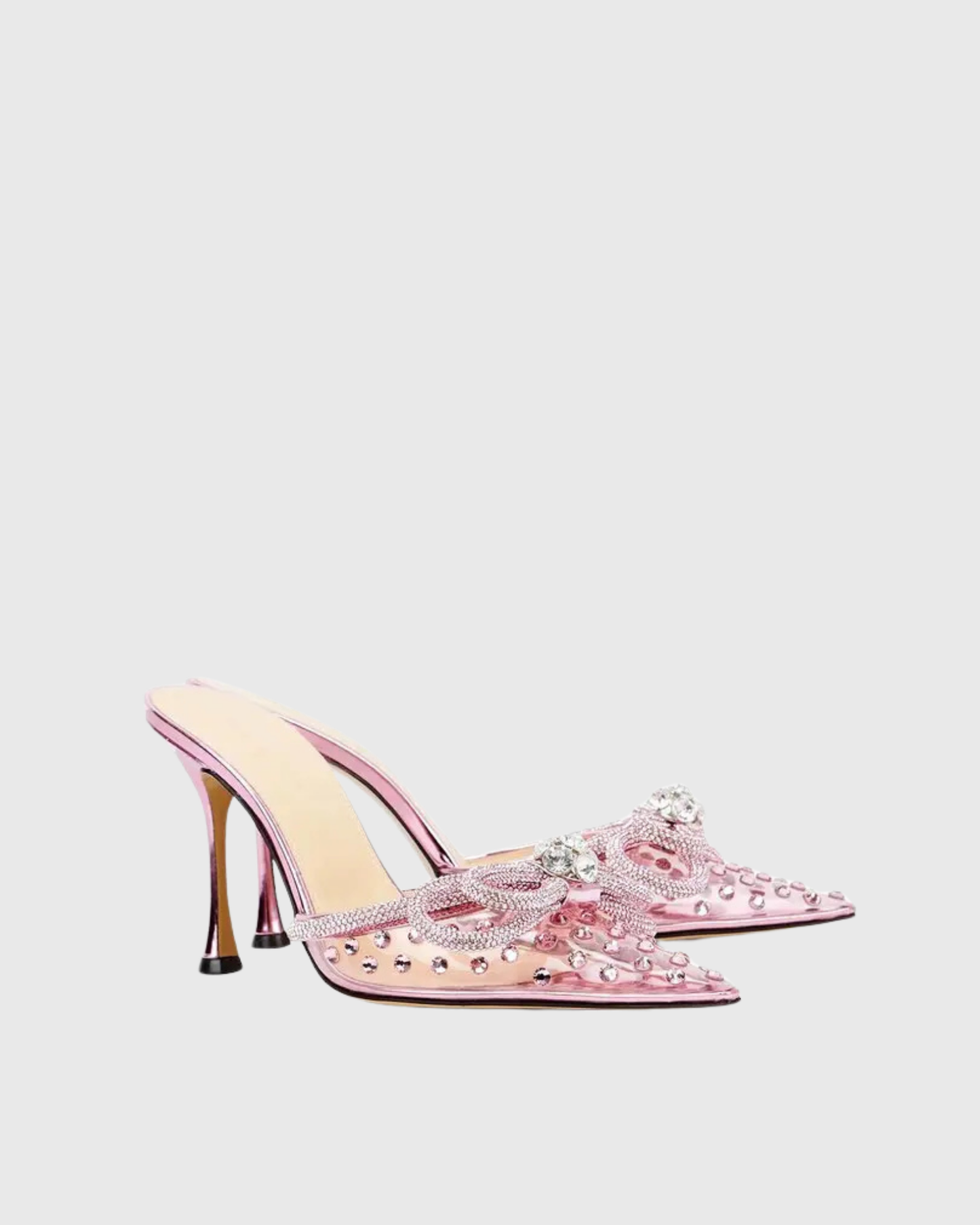 Rina Cyrstal Bow PVC Mules In Pink