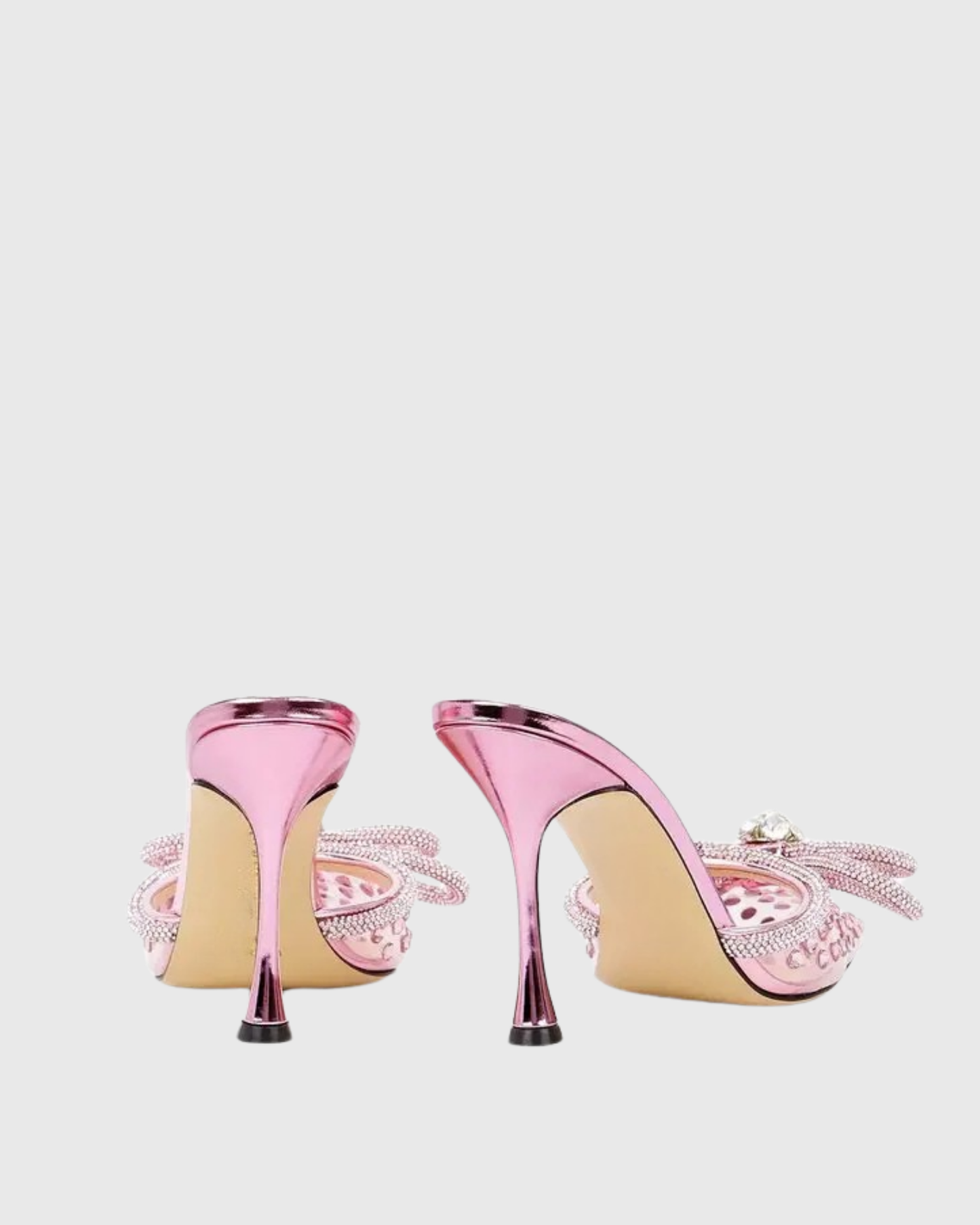 Rina Cyrstal Bow PVC Mules In Pink