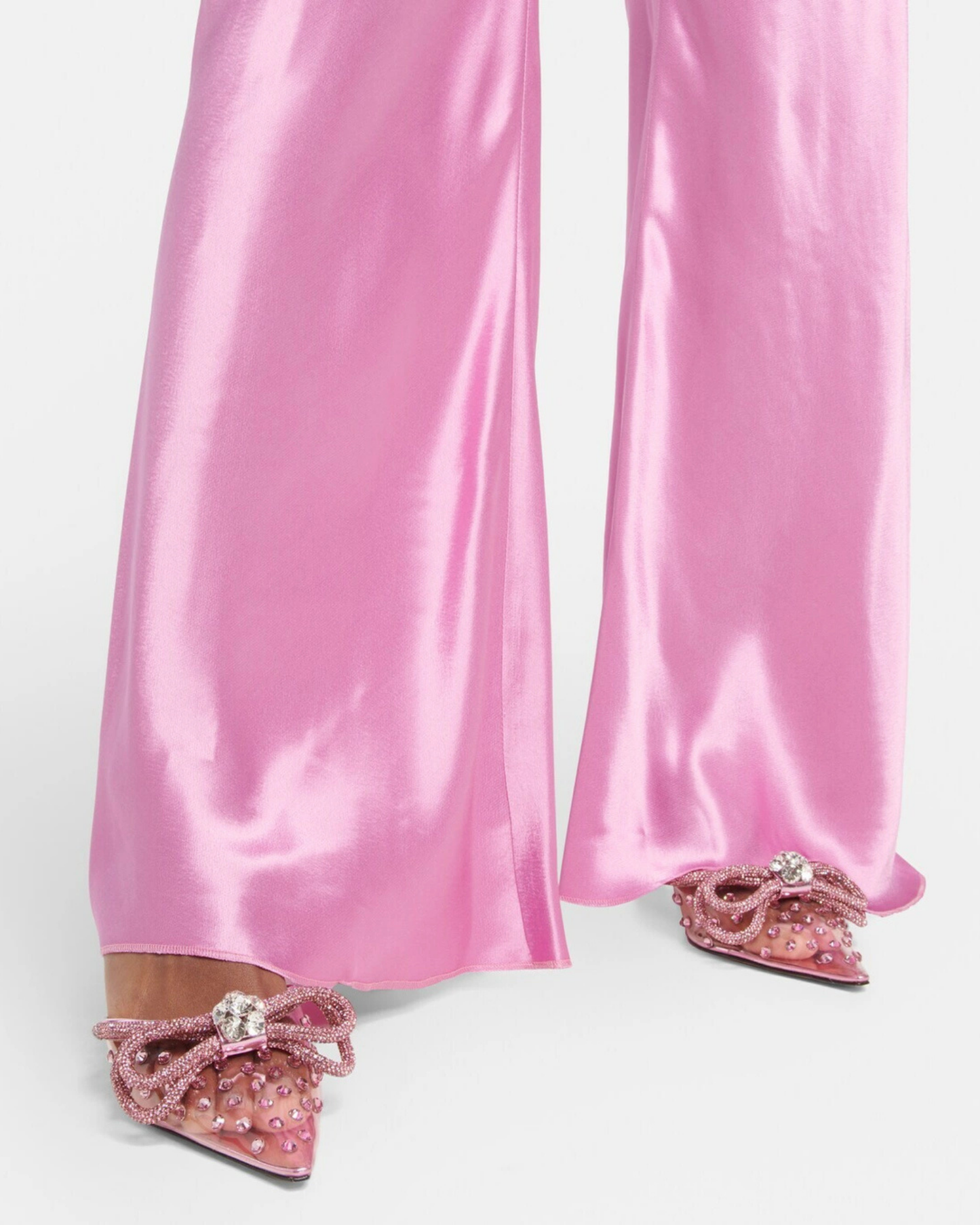 Rina Cyrstal Bow PVC Mules In Pink