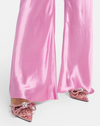 Rina Cyrstal Bow PVC Mules In Pink