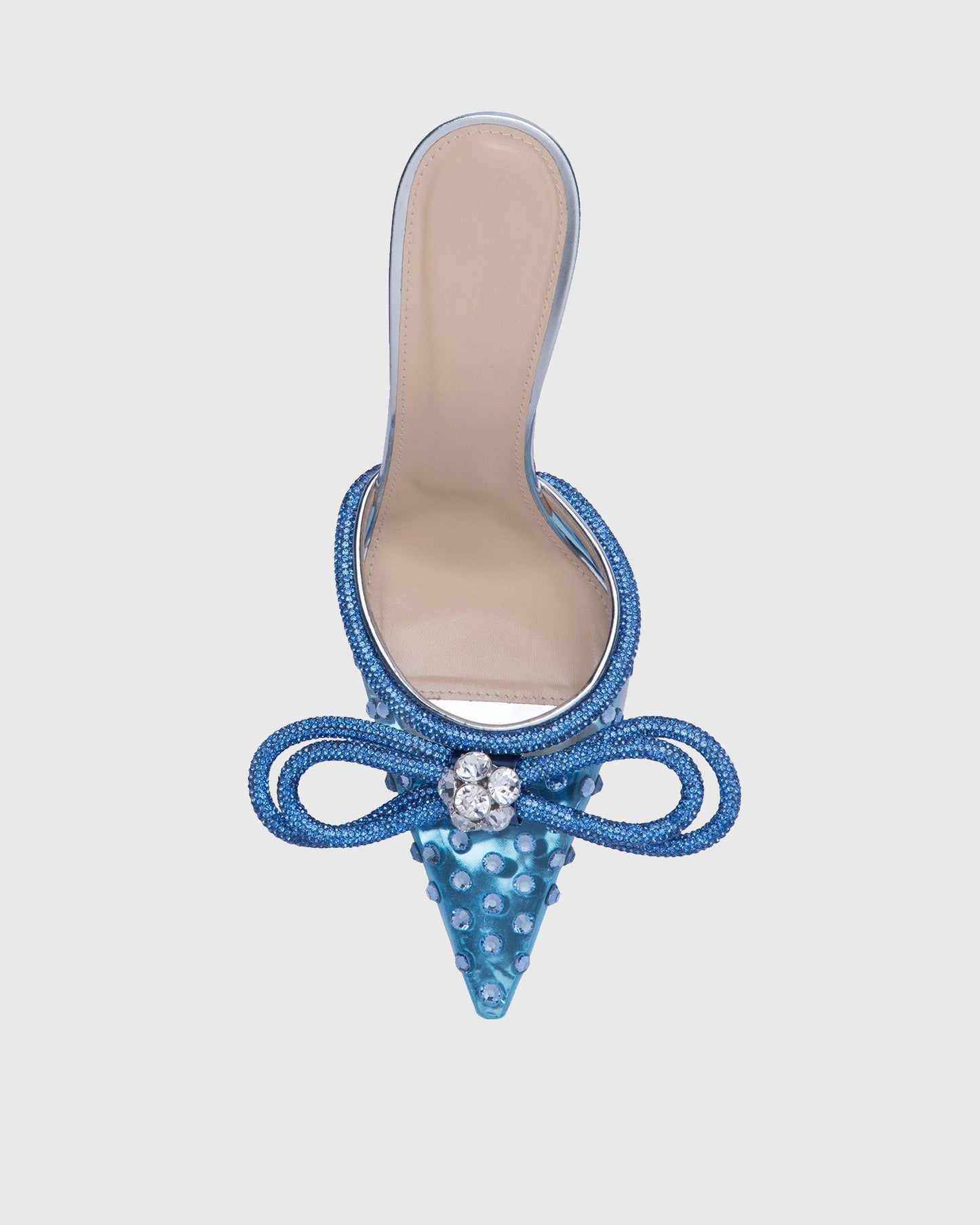 Rina Cyrstal Bow PVC Mules In Blue