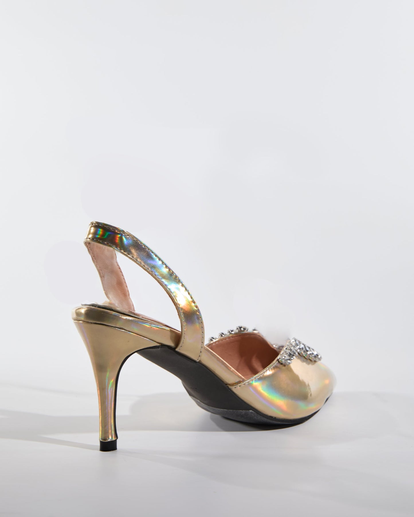 Rita U Rhinestone Slingback Pumps In Gold