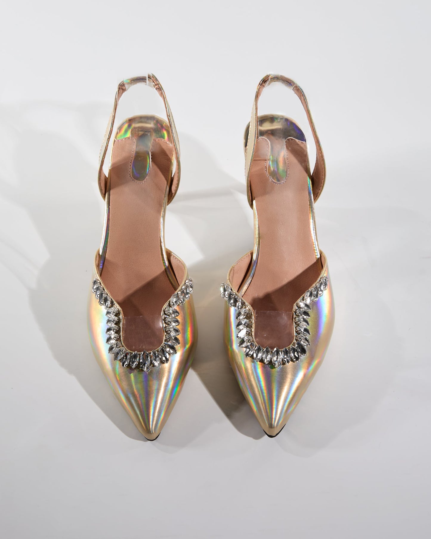 Rita U Rhinestone Slingback Pumps In Gold