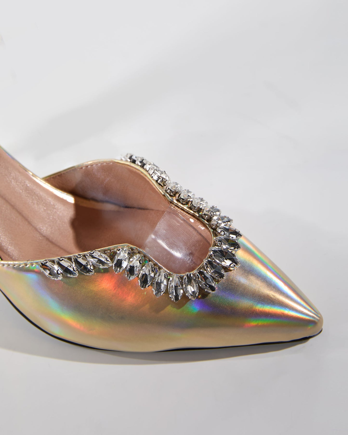 Rita U Rhinestone Slingback Pumps In Gold