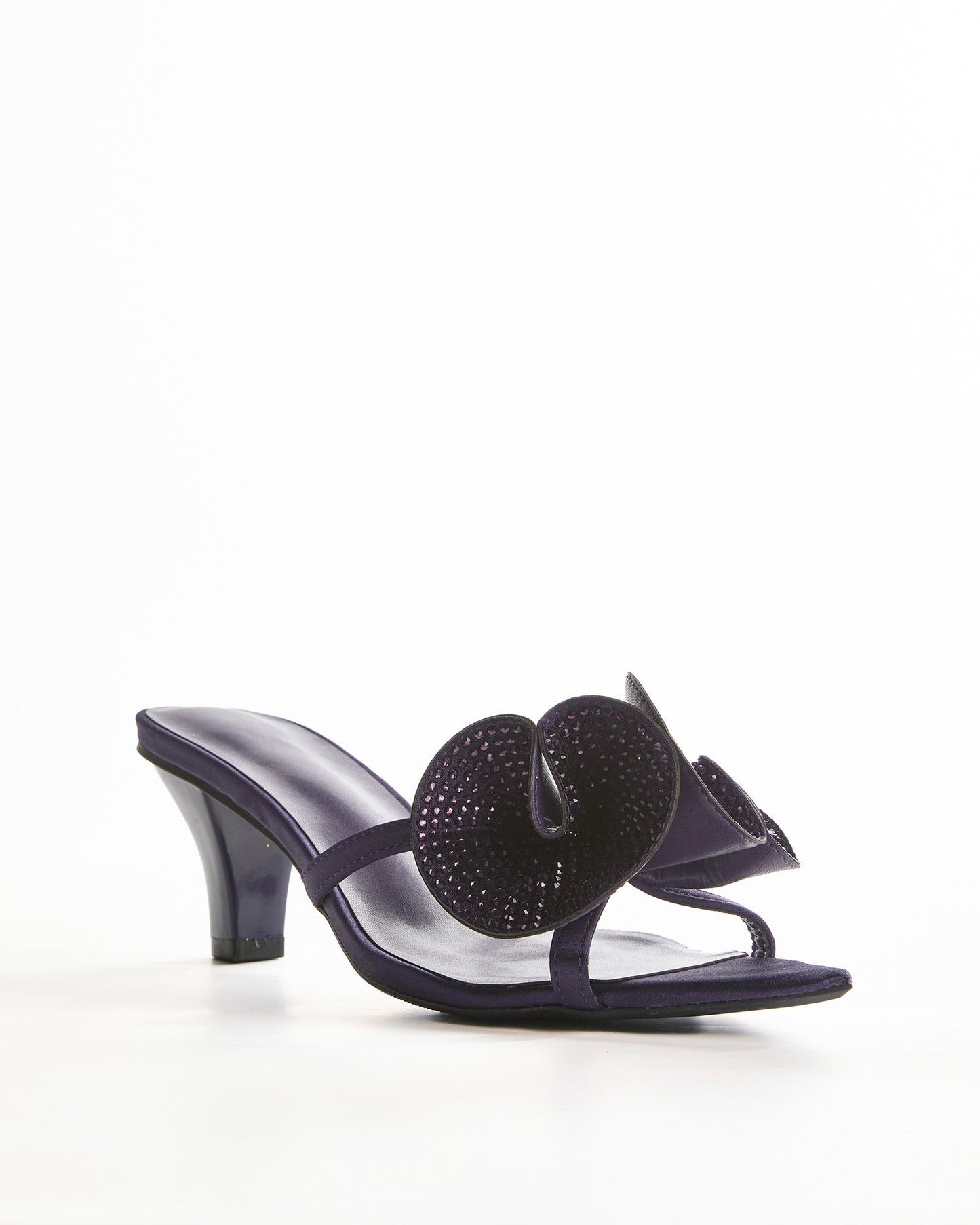 Roberta Rhinestone Flower Slippers In Purple