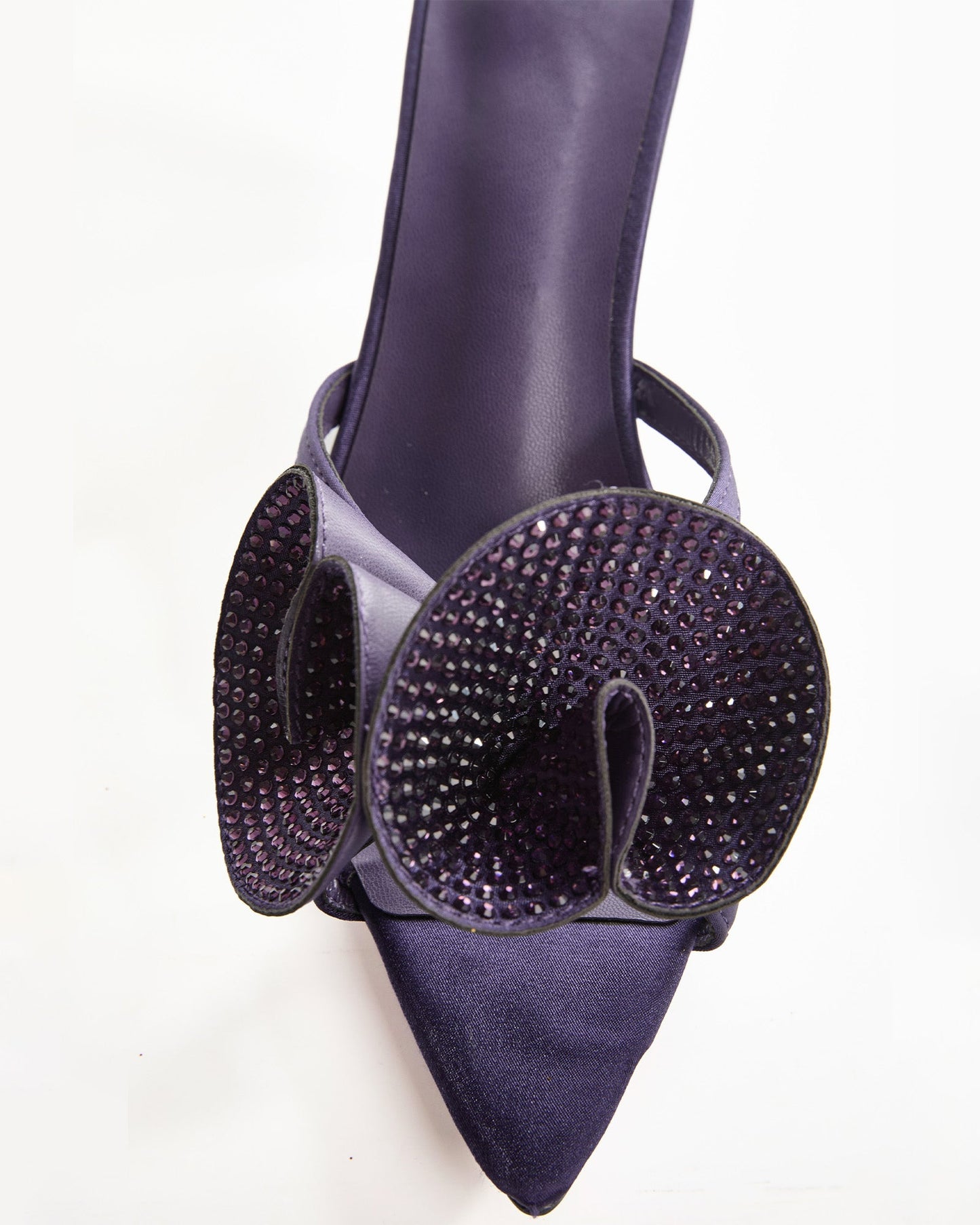 Roberta Rhinestone Flower Slippers In Purple